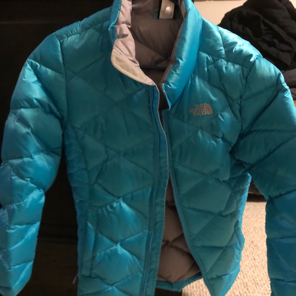 Turquoise, north face winter coat
